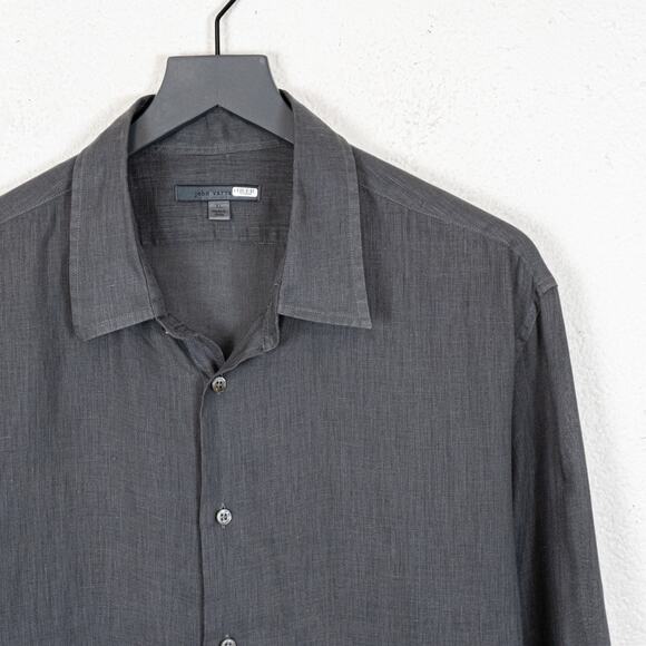 John Varvatos Collection Linen Button up Shirt in grey size XL - Picture 3 of 6